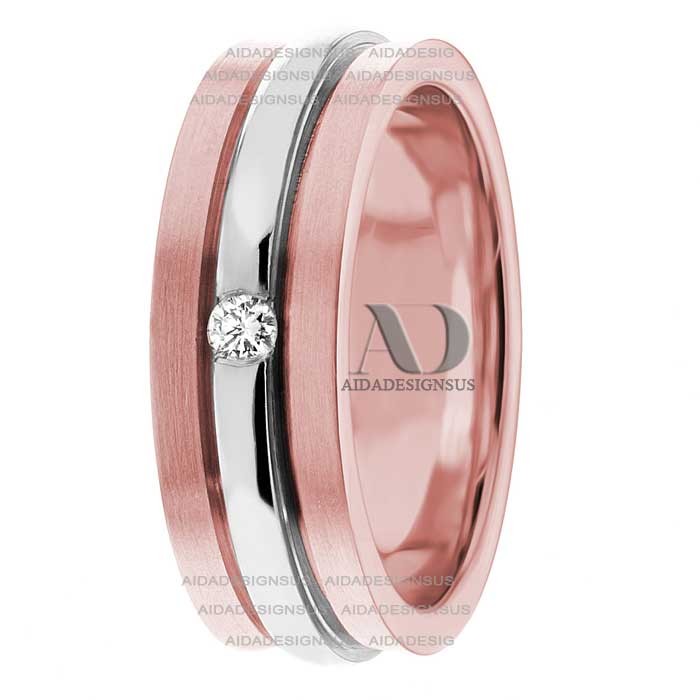DW9AD046 Rose Gold Two Tone Diamond Wedding Band