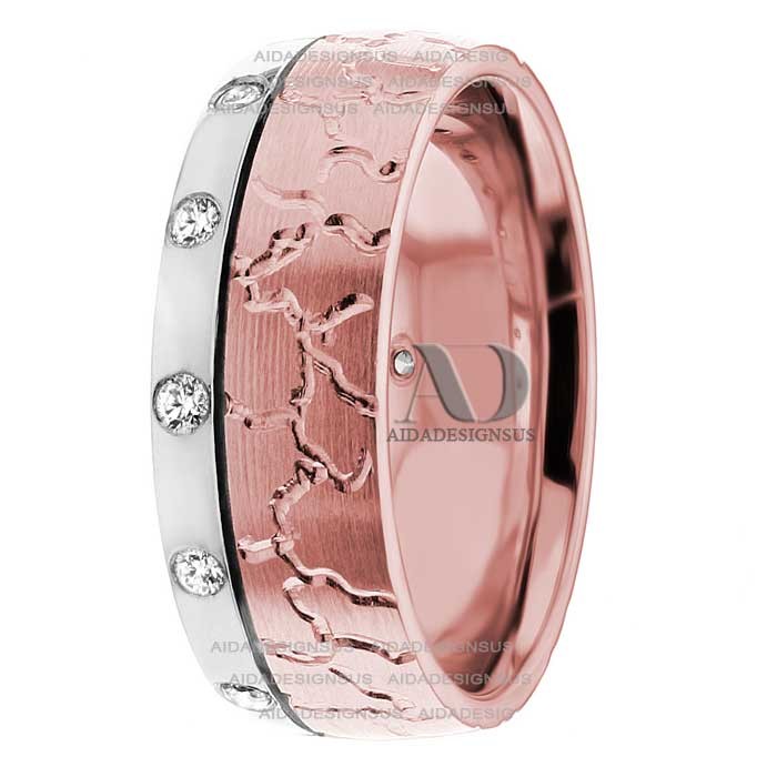 DW9AD047 Rose Gold Two Tone Diamond Wedding Band