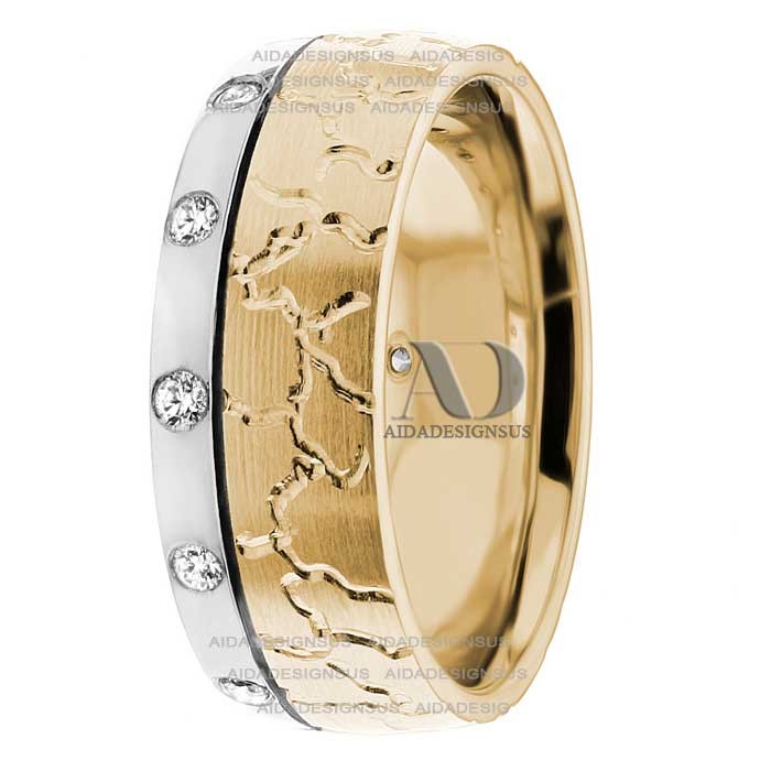 DW9AD047 Multi Tone Wedding Ring Diamond