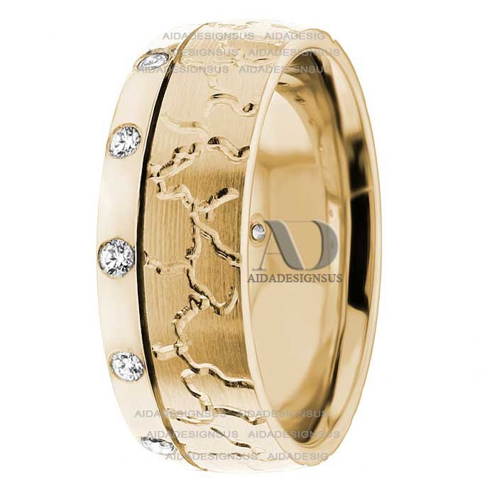 DW9AD047 Yellow Gold Diamond Wedding Bands