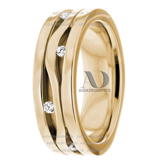 DW9AD052 Yellow Gold Diamond Wedding Bands