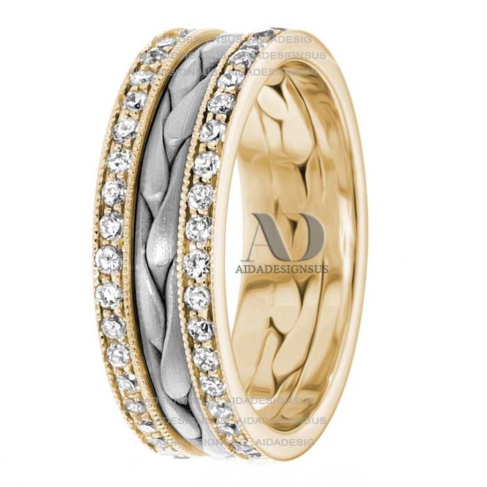 DW9AD056 Multi Tone Wedding Ring Diamond