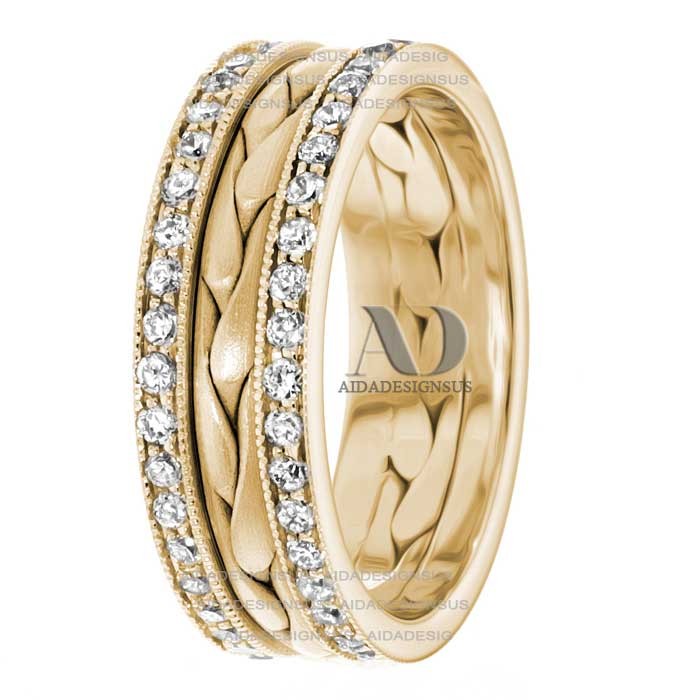 DW9AD056 Yellow Gold Diamond Wedding Bands