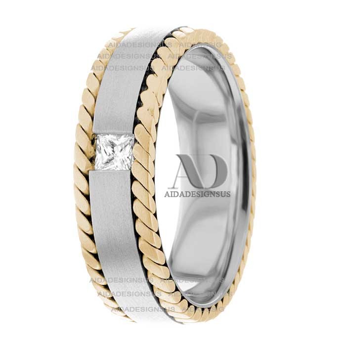 DW9AD064 Multi Tone Wedding Ring Diamond