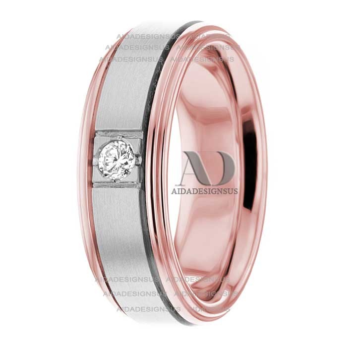 DW9AD077 Rose Gold Two Tone Diamond Wedding Band