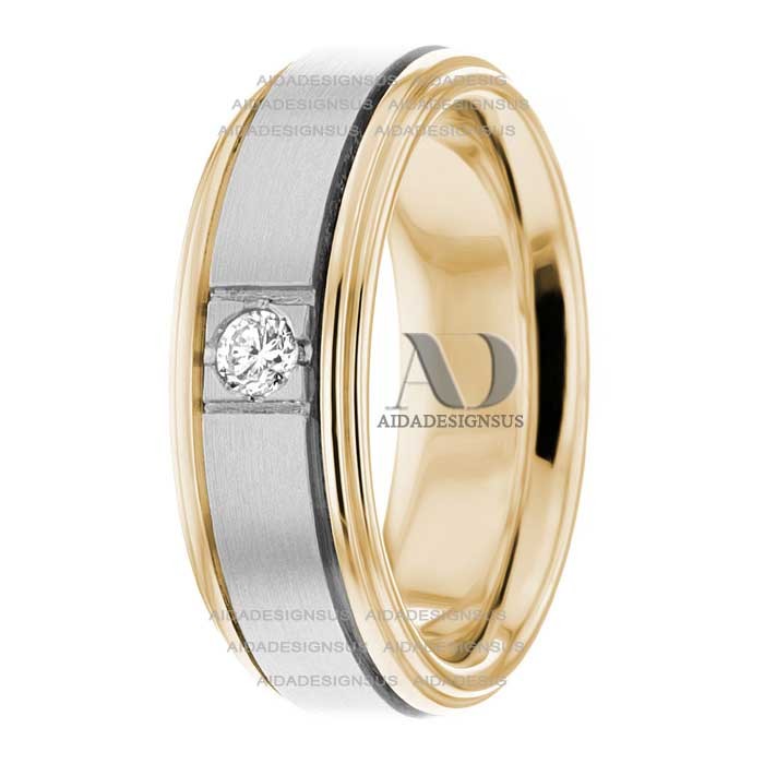 DW9AD077 Multi Tone Wedding Ring Diamond