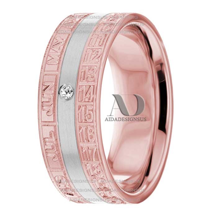 DW9AD144 Rose Gold Two Tone Diamond Wedding Band