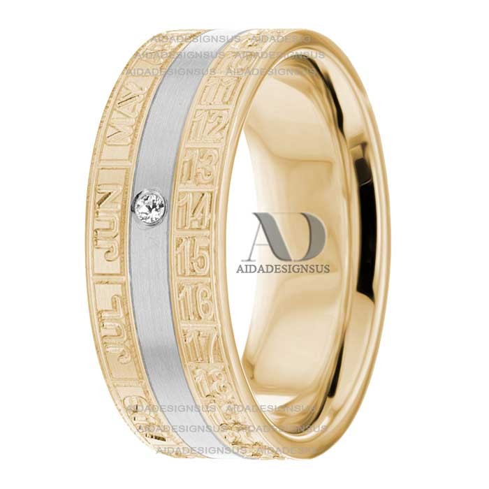 DW9AD144 Multi Tone Wedding Ring Diamond