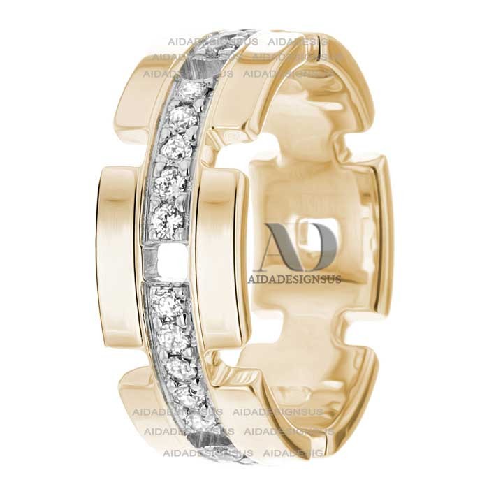 DW9AD146 Multi Tone Wedding Ring Diamond