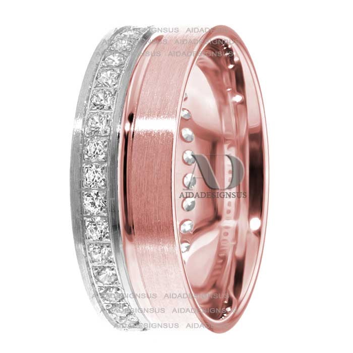 DW9AD156 Rose Gold Two Tone Diamond Wedding Band