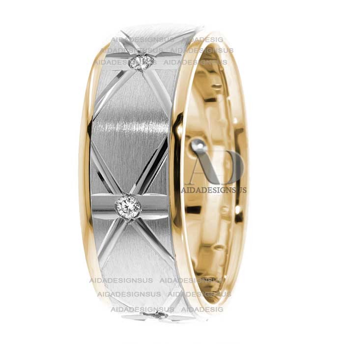 DW9AD157 Multi Tone Wedding Ring Diamond