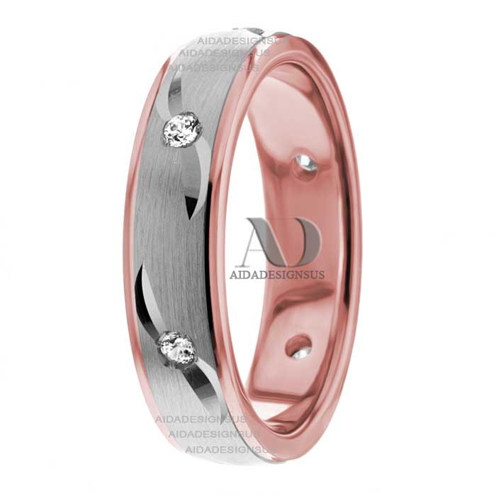DW9AD170 Rose Gold Two Tone Diamond Wedding Band