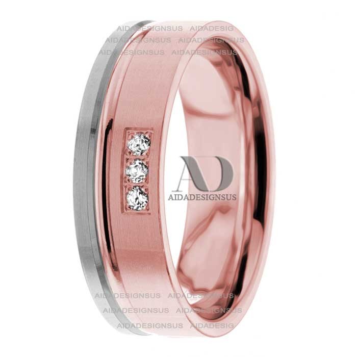 DW9AD171 Rose Gold Two Tone Diamond Wedding Band