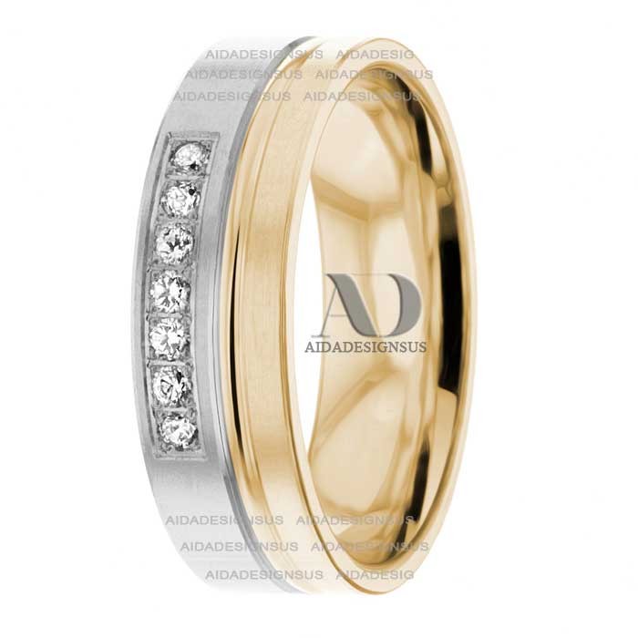 DW9AD172 Multi Tone Wedding Ring Diamond