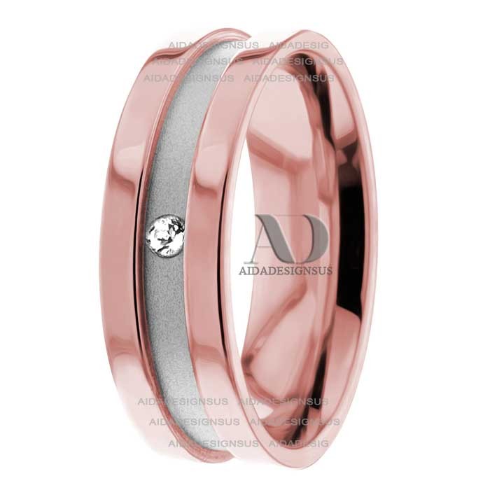 DW9AD175 Rose Gold Two Tone Diamond Wedding Band