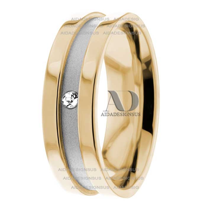 DW9AD175 Multi Tone Wedding Ring Diamond