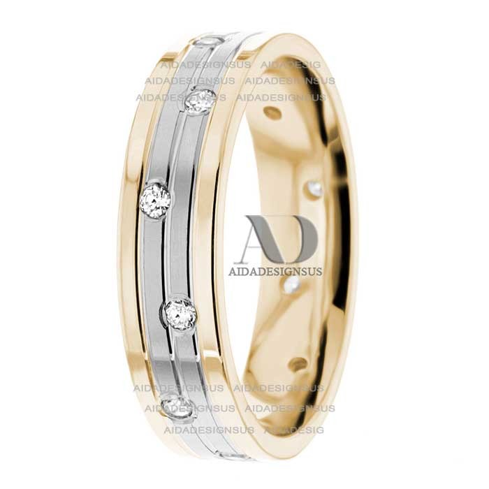 DW9AD178 Multi Tone Wedding Ring Diamond