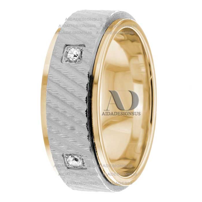 DW9AD187 Multi Tone Wedding Ring Diamond