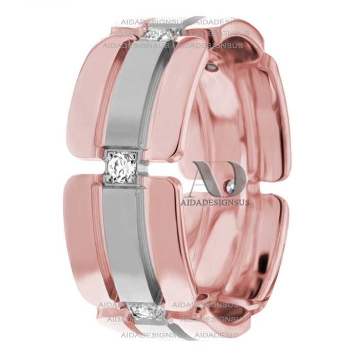 DW9AD189 Rose Gold Two Tone Diamond Wedding Band