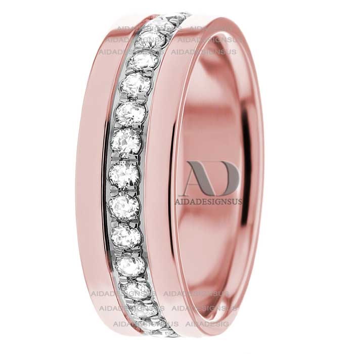 DW9AD206 Rose Gold Two Tone Diamond Wedding Band