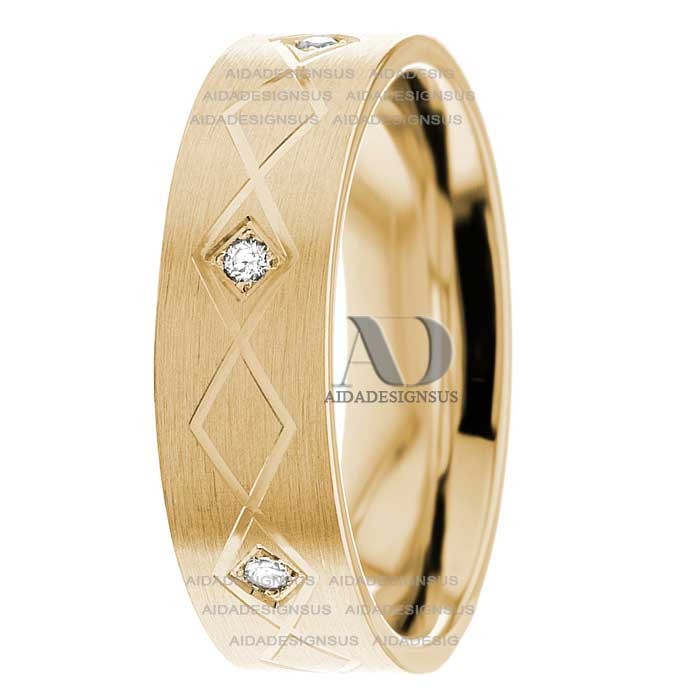 DW9AD207 Yellow Gold Diamond Wedding Bands