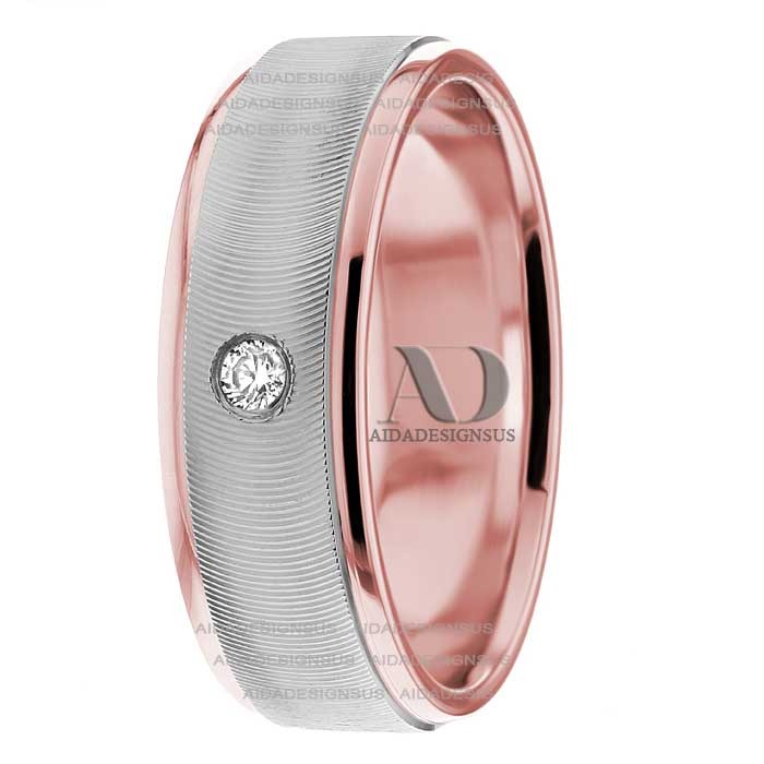 DW9AD213 Rose Gold Two Tone Diamond Wedding Band