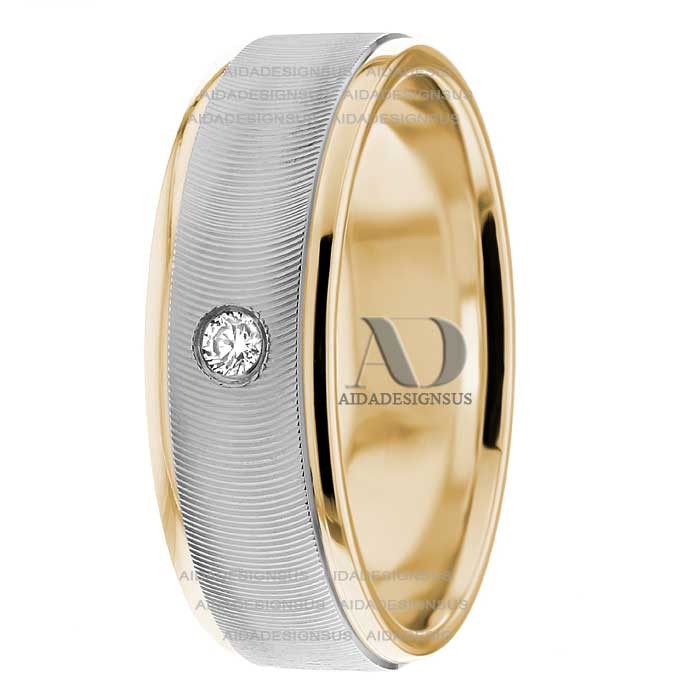 DW9AD213 Multi Tone Wedding Ring Diamond