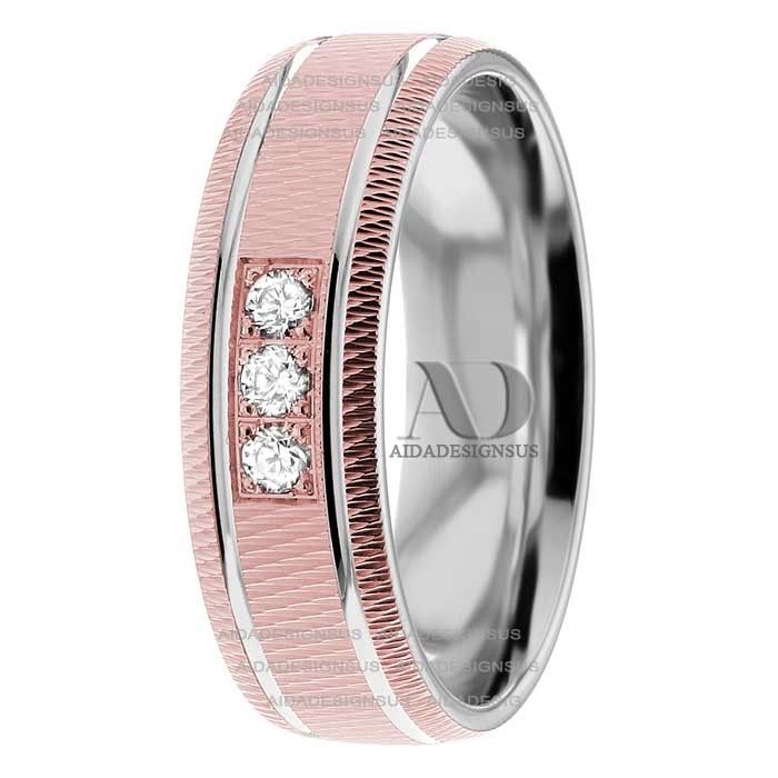 DW9AD219 Rose Gold Two Tone Diamond Wedding Band