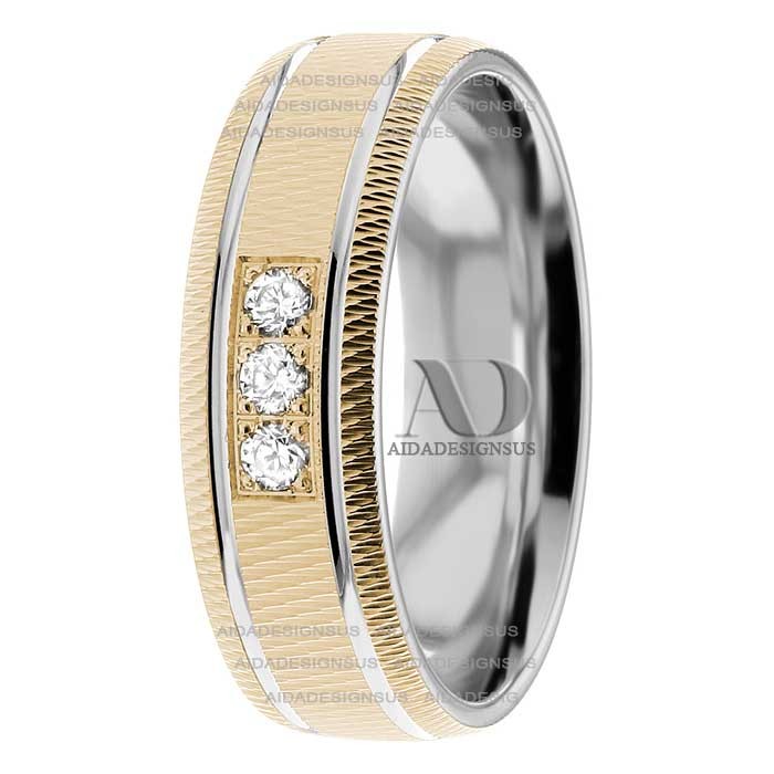 DW9AD219 Multi Tone Wedding Ring Diamond