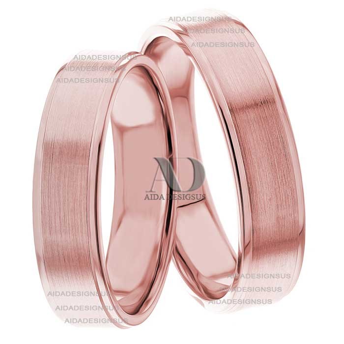 Rose Gold Wedding Ring Set