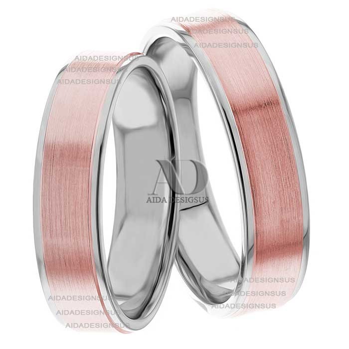 Multi Tone Wedding Band Set