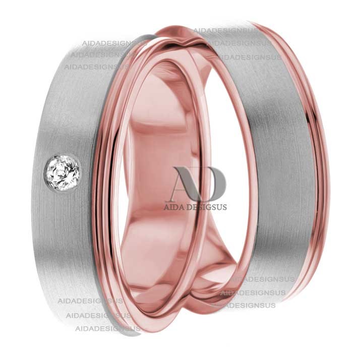 Rose White Gold Wedding Set