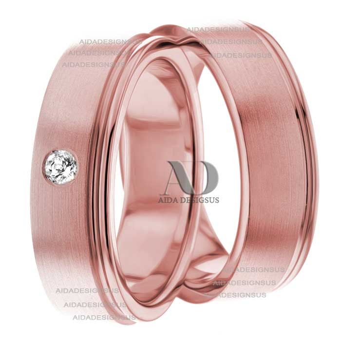 Rose Gold Wedding Ring Set