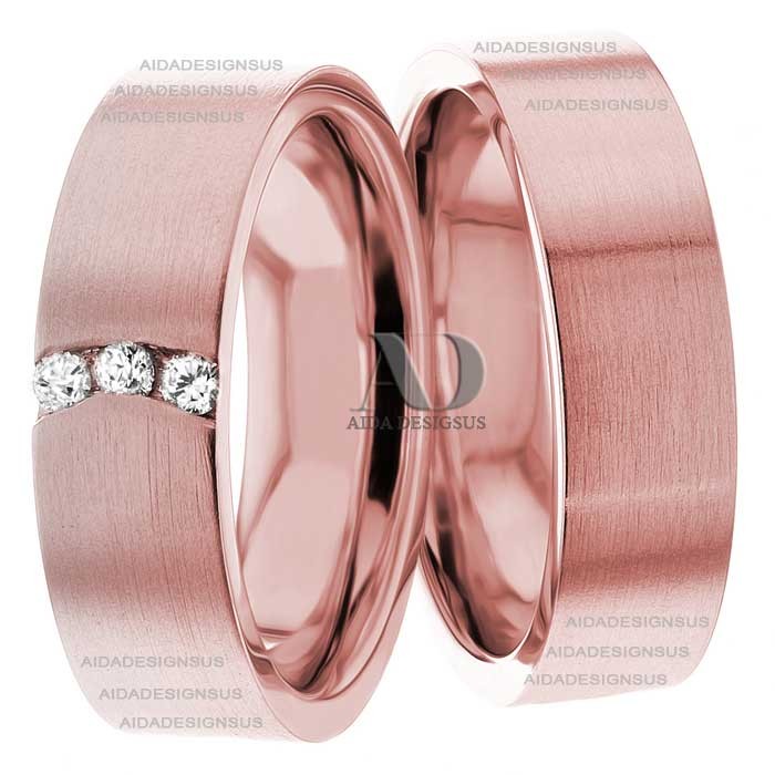 Rose Gold Wedding Ring Set