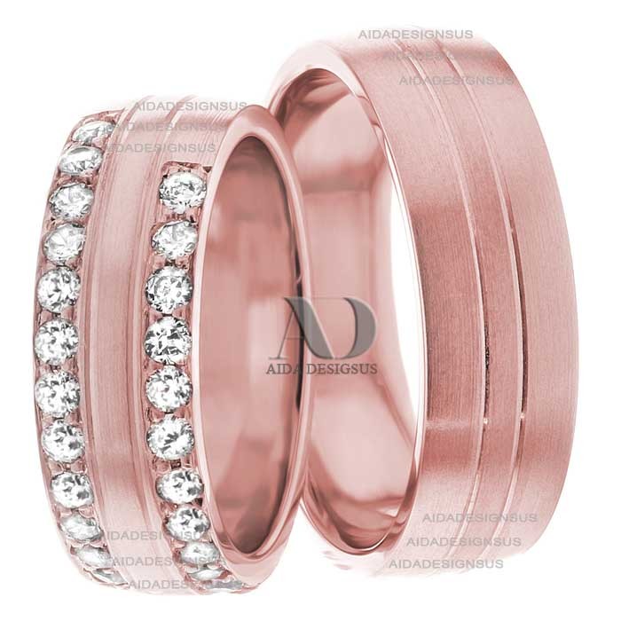 Rose Gold Wedding Ring Set