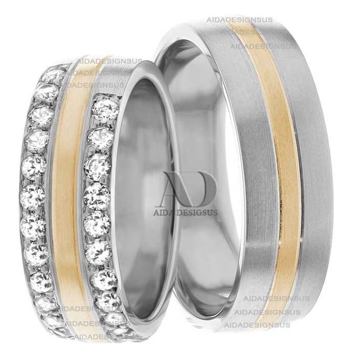 Two Tone Matching Wedding Bands