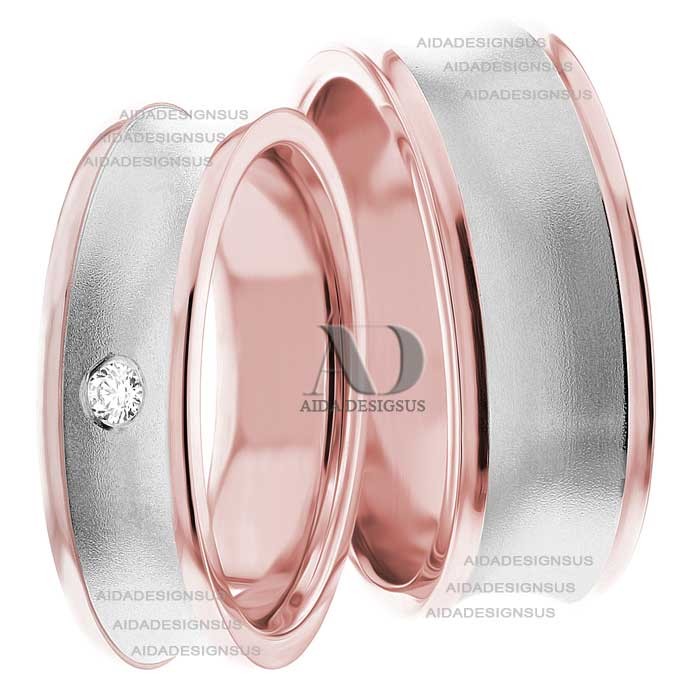 Rose White Gold Wedding Set