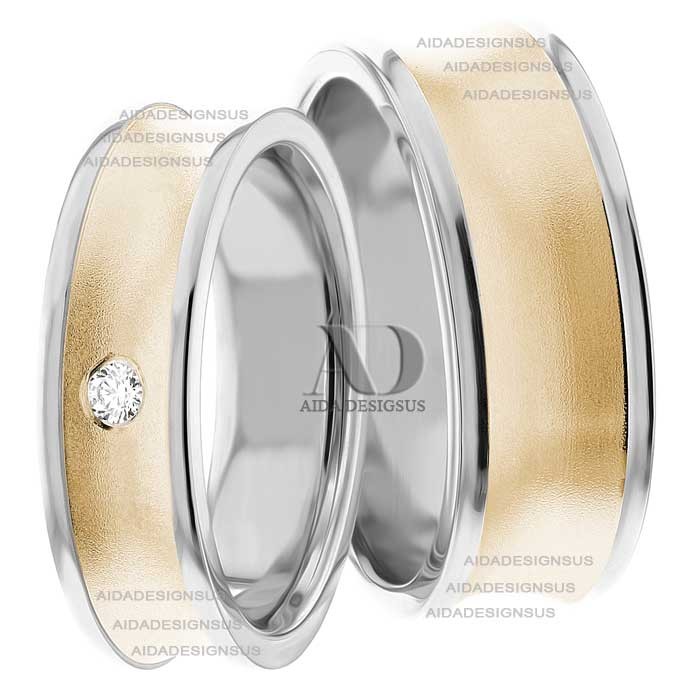 Two Tone Matching Wedding Bands