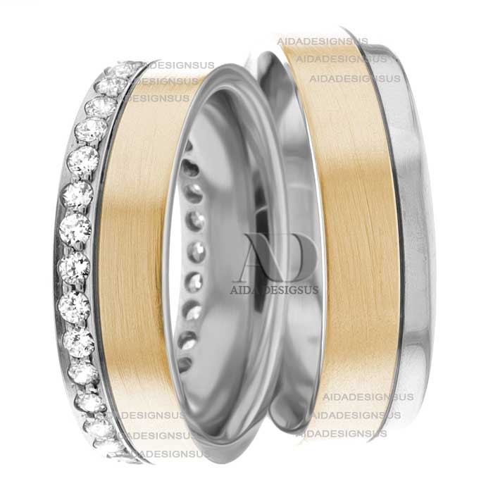 Two Tone Matching Wedding Bands