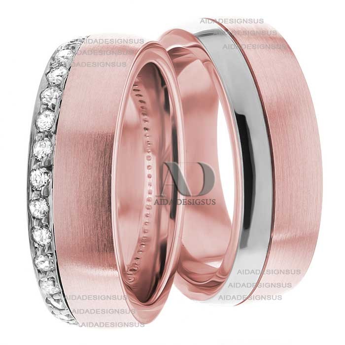 Rose White Gold Wedding Set