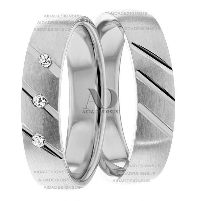 White Gold Matching Wedding Rings