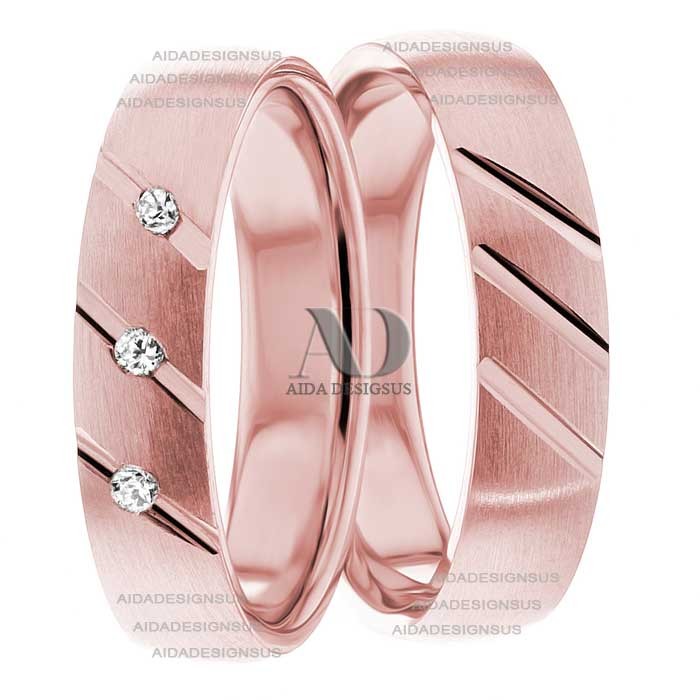 Rose Gold Wedding Ring Set