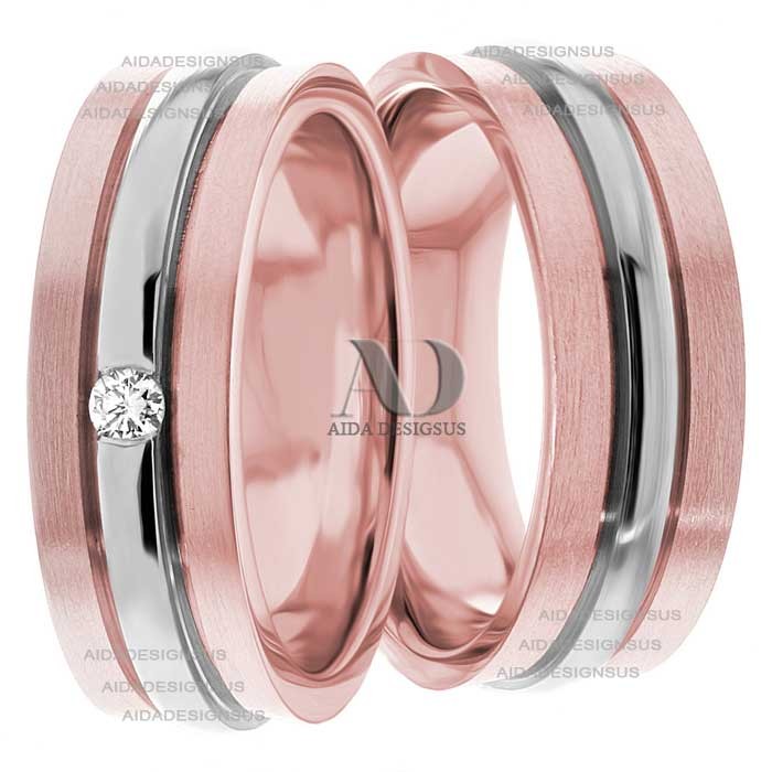 Rose White Gold Wedding Set