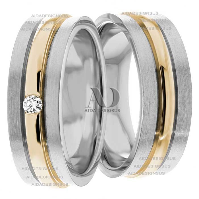 Two Tone Matching Wedding Bands