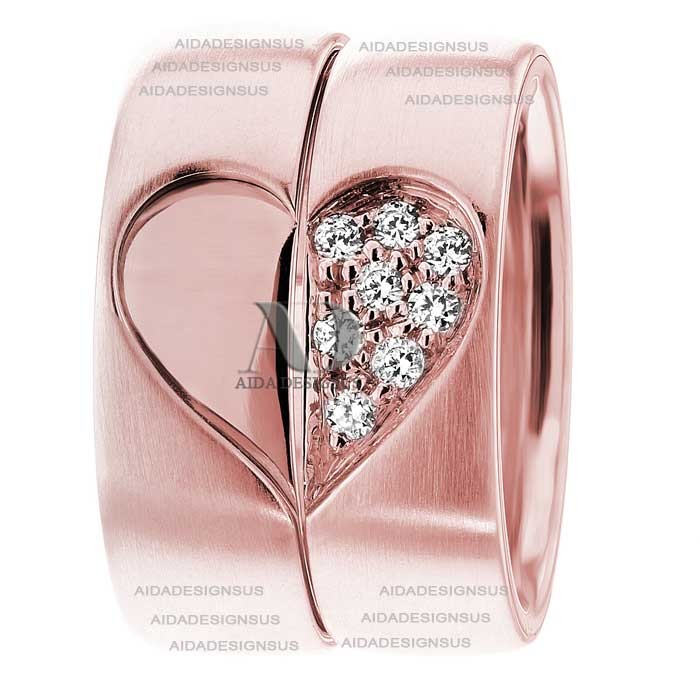Rose Gold Wedding Ring Set