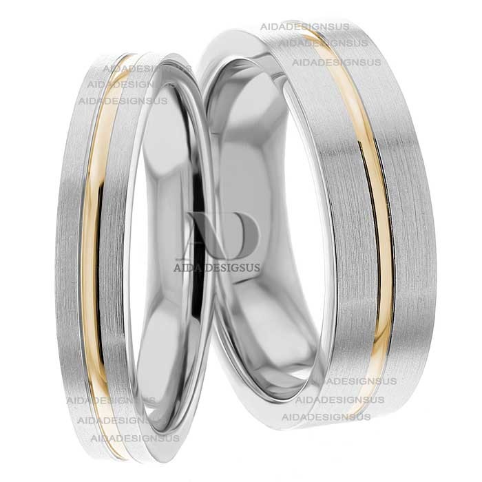 Two Tone Matching Wedding Bands