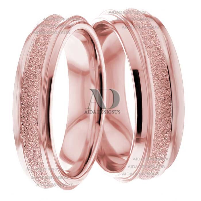Rose Gold Wedding Ring Set