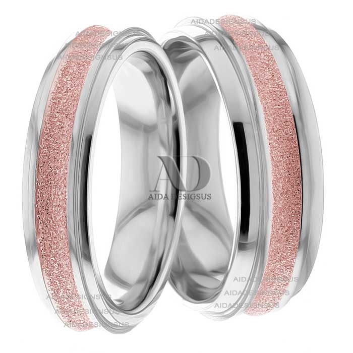 Multi Tone Wedding Band Set