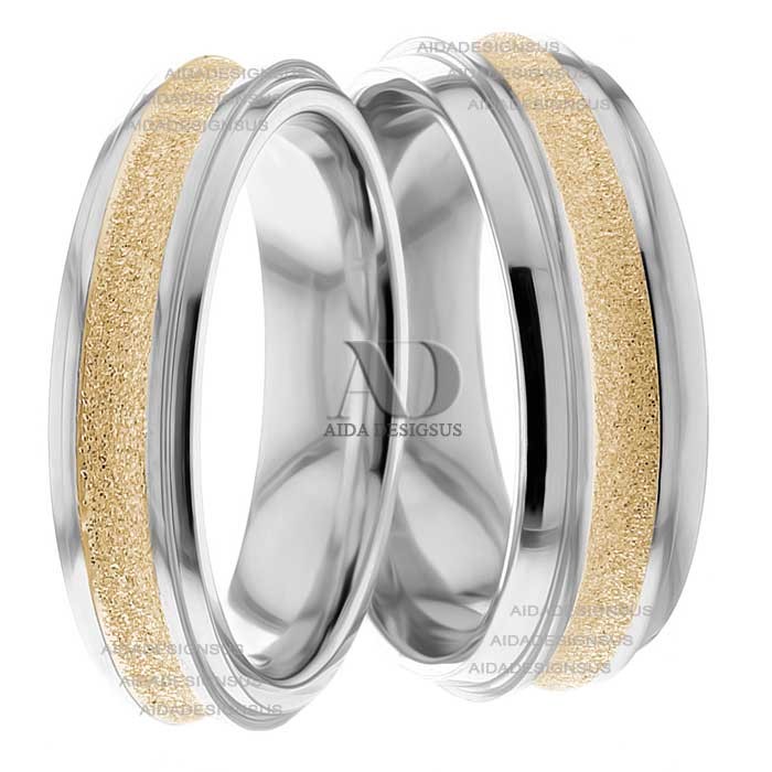 Two Tone Matching Wedding Bands