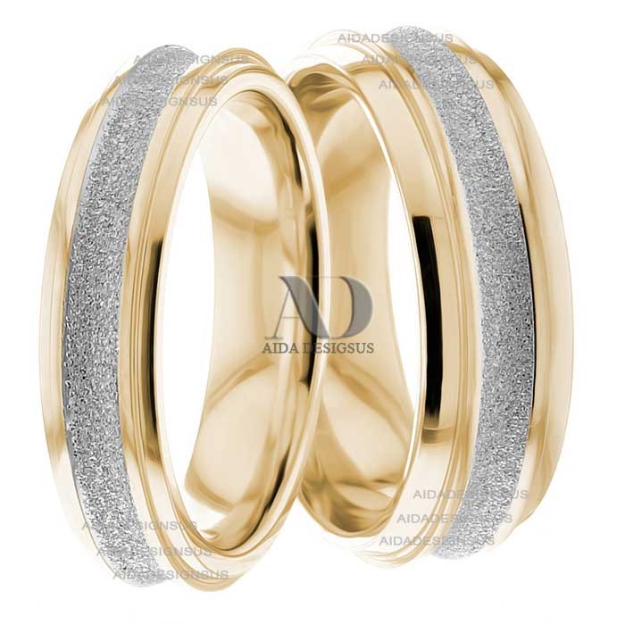 Two Tone Wedding Ring Set